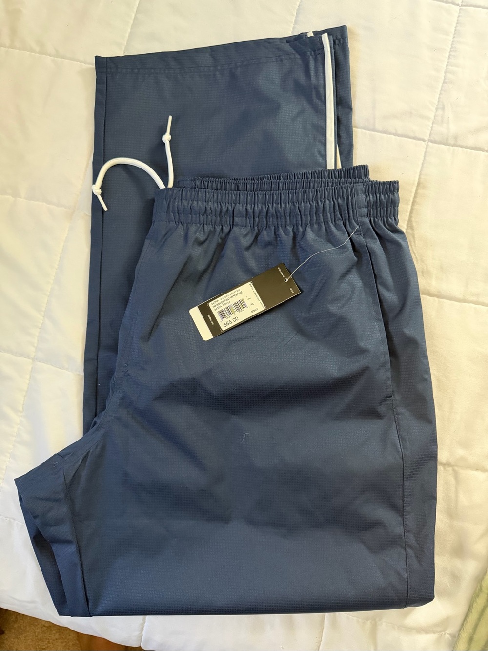 adidas Men's Navy Blue Jogger Sweatpants with White Drawstring